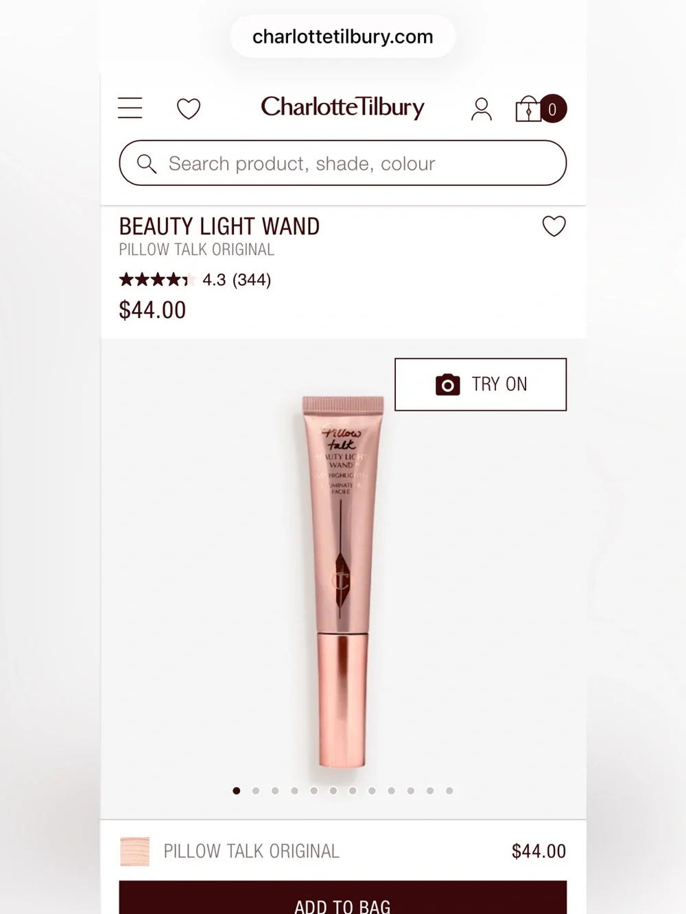 Charlotte Tilbury New! Pillow Talk Beauty Light Wand Highlighter - light pink